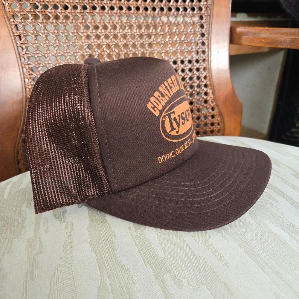VTG Tyson Cornish Plant Hat Brown YoungAn OSFA Mesh Back Snapback‎ Trucker EUC